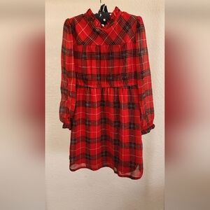 Red Plaid Childrens Long Sleeve Dress size 4/5